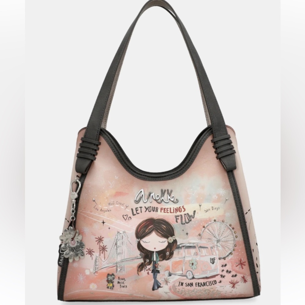 Anekke Peace & Love Pink Shoulder Bag - Let Your Feelings Flow West Coast NWOT